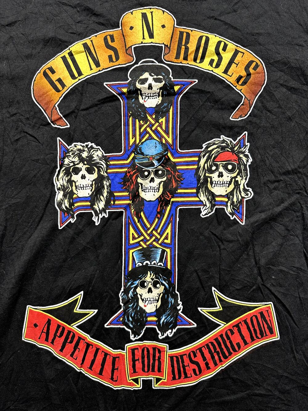 Guns N Roses Classic Cross Graphic T Shirt Size XL Black Alstyle Heavy Metal